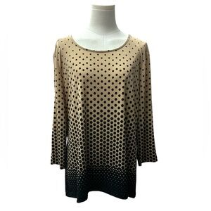 Chico's Black and Gold Gradient‎ Polka Dot Long Sleeve Top